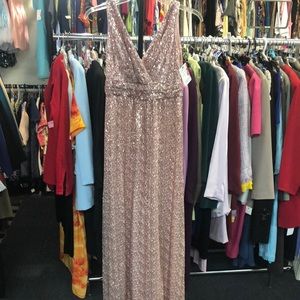 David’s Bridal sz 10 pink w/ sequins long formal dress